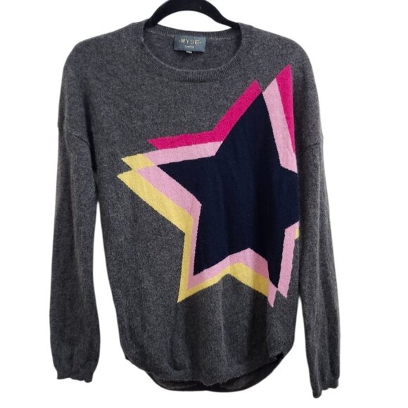 Women’s WYSE London Gray Cashmere sweater With Stars, Size 1 (Runs Big) - Picture 3 of 13